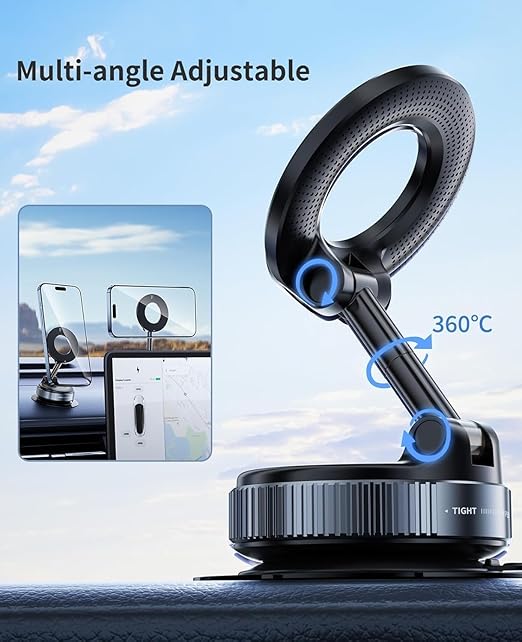 360° Vaccum Magnetic Phones Holder, Magnetic Car Phone Mount, Hands-Free Suction Cup Phones Holder for Car/Gym/Mirror/Shower, Car Mount Compatible All